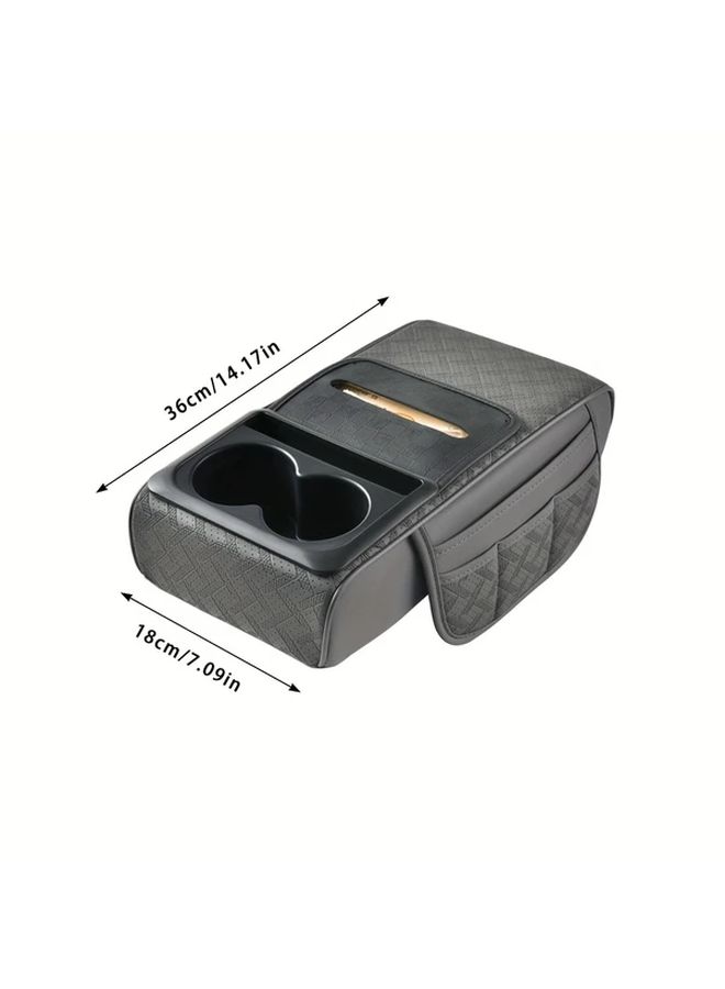 Six In One Center Console Organizer Black Red Line Cup Holder Storage - Image 2
