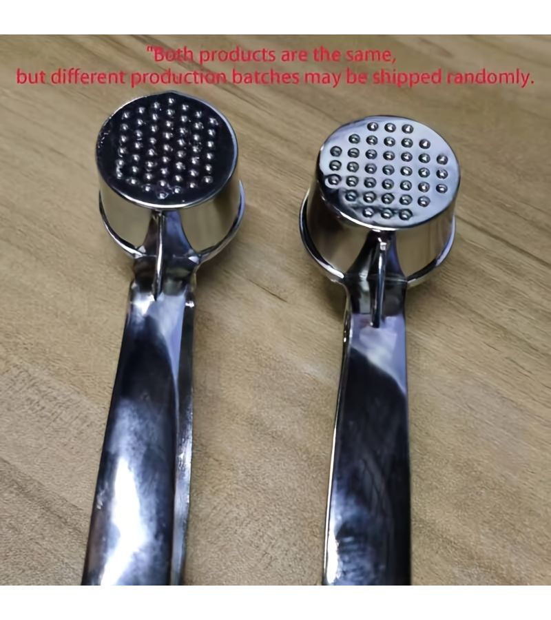 Matte Silvery Handheld Garlic Press With Round Edge Design And Strong Crushing Power For Home Cooking - Image 1