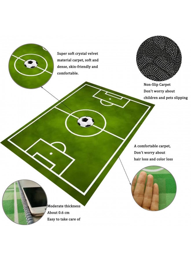 KEBEXXY سجادة أطفال سجادة كرة القدم سجادة ملعب كرة القدم سجادة لغرفة نوم الأولاد، سجادة منطقة للعب للأطفال، سجادات كرة السلة غير القابلة للانزلاق للأطفال الأولاد والبنات في غرفة الرياضة، سجادة أطفال 2.6X4 لغرفة المعيشة باللون الأخضر - Image 2