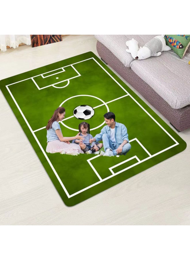 KEBEXXY سجادة أطفال سجادة كرة القدم سجادة ملعب كرة القدم سجادة لغرفة نوم الأولاد، سجادة منطقة للعب للأطفال، سجادات كرة السلة غير القابلة للانزلاق للأطفال الأولاد والبنات في غرفة الرياضة، سجادة أطفال 2.6X4 لغرفة المعيشة باللون الأخضر - Image 4