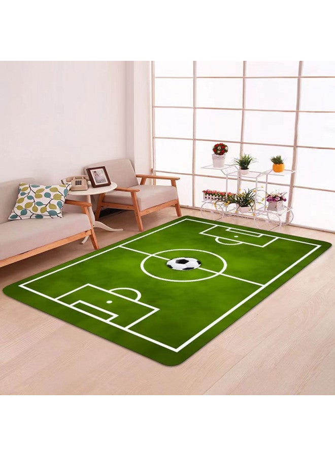 KEBEXXY سجادة أطفال سجادة كرة القدم سجادة ملعب كرة القدم سجادة لغرفة نوم الأولاد، سجادة منطقة للعب للأطفال، سجادات كرة السلة غير القابلة للانزلاق للأطفال الأولاد والبنات في غرفة الرياضة، سجادة أطفال 2.6X4 لغرفة المعيشة باللون الأخضر - Image 1