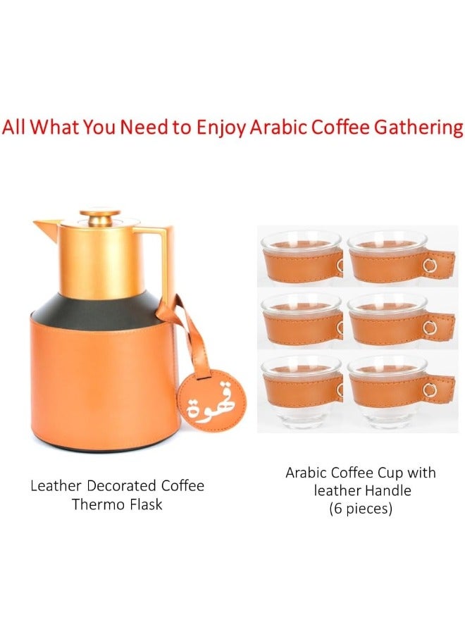 Lamsit Ibdaa Coffee Thermo Flask – Tea Vacuum Pot - Heat Insulated Thermos – Arabic Carafe – Jug Dalla – Drink Cups – Square Acrylic Set (Brown, Tea & Coffee Set) - Image 5