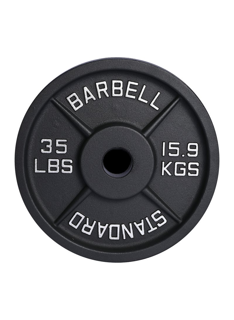 CHAMP KIT Cast Iron Weight Plate for Bodybuilding & Powerlifting | Anti-Slip Ridges Grip | Fits 2-inch Olympic Barbell - 35 LB (Set of 2) - Image 2