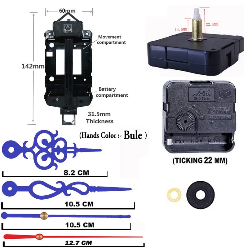YOPY � TIK-TIK Pendulum Type Quartz Clock Moviment Mechanism 22 MM Ticking Motor DIY Kit Bule,Red - Image 2