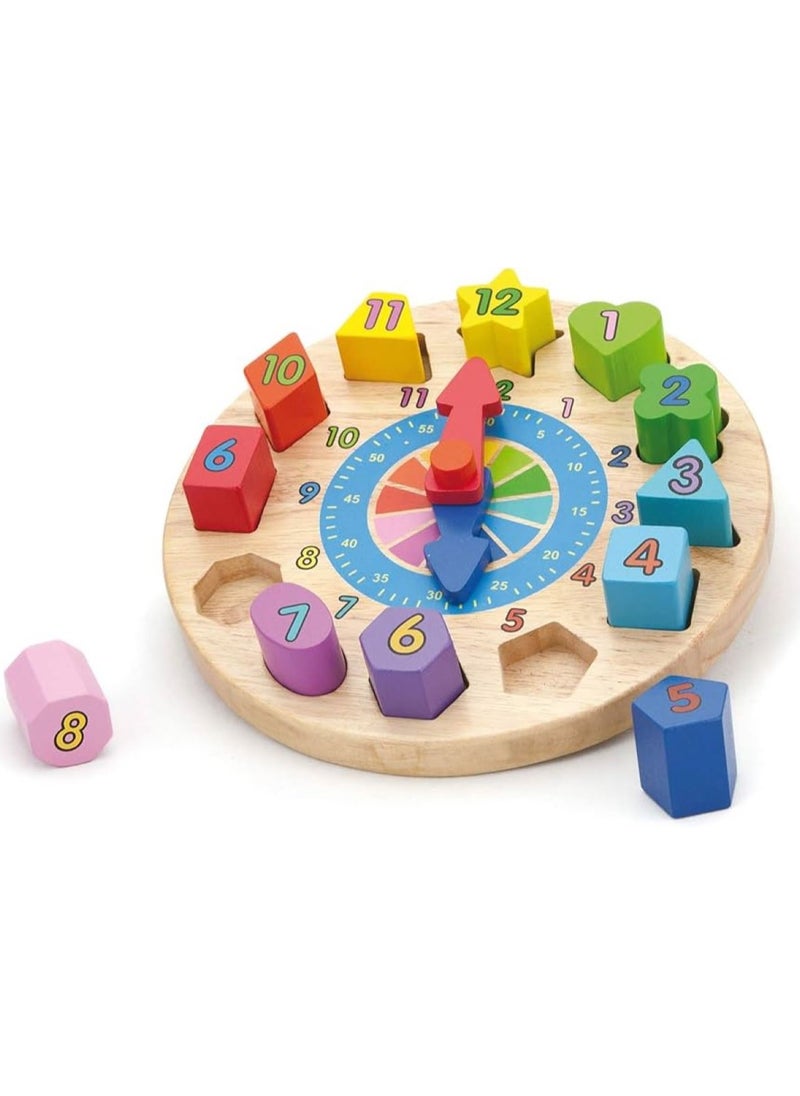 VIGA - Wooden Shape Sorting Puzzle Clock for Toddlers - Image 1