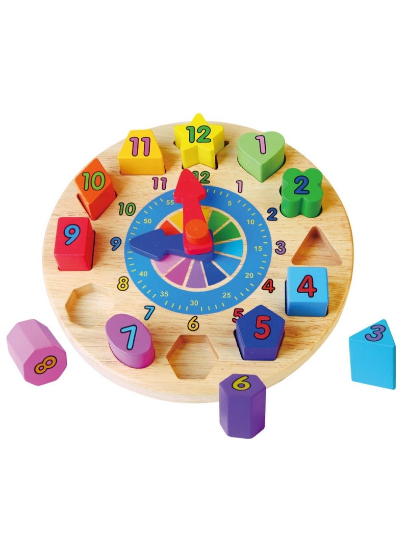 VIGA - Wooden Shape Sorting Puzzle Clock for Toddlers - Image 1