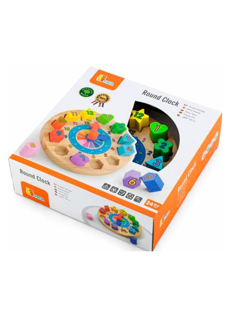 VIGA - Wooden Shape Sorting Puzzle Clock for Toddlers - Image 1