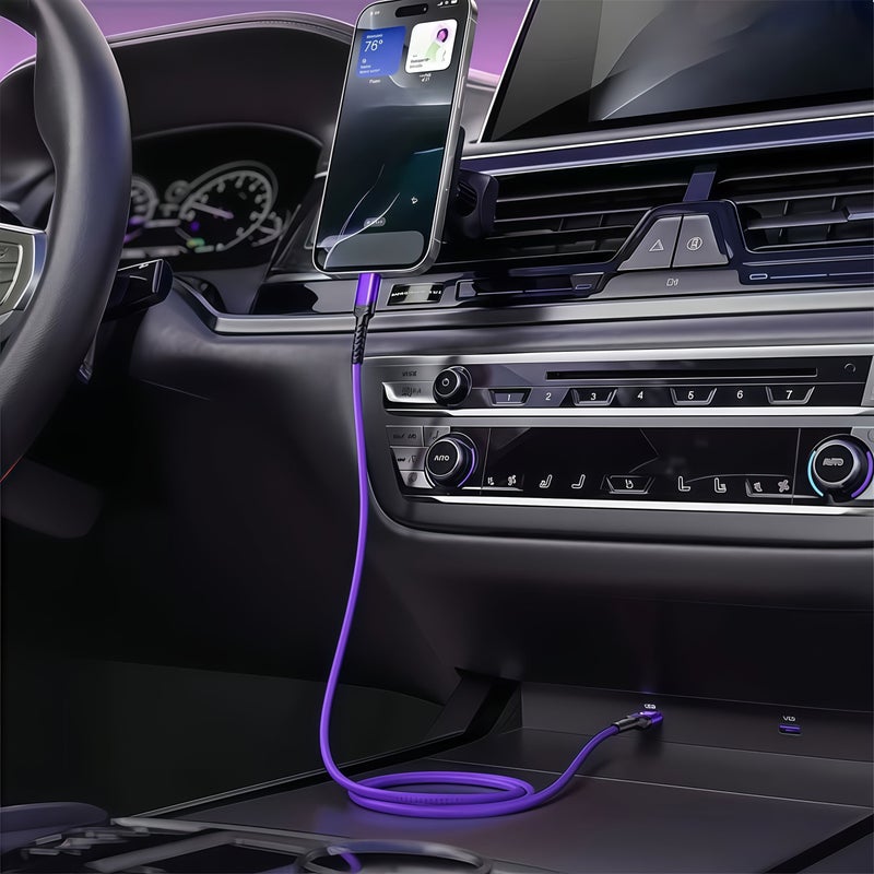 كابل USB-C أحمر 118 بوصة مضفر من النايلون شحن سريع ومزامنة بيانات - Image 5