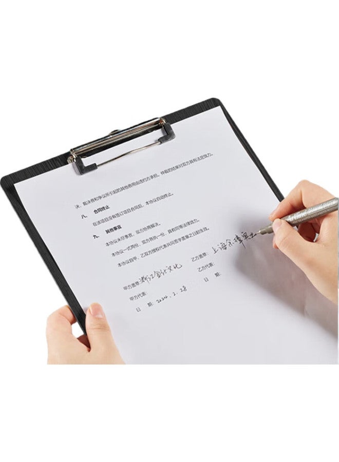 بهوفيكا Makino Makino A4 لوح كتابة خشبي مجلد كتابة ذاكرة كتابة وسادة مكتبية طالب امتحان ورقة مشبك قائمة مطعم مشبك تركيبة معدنية لون الجوز الأسود 3 حزمة - Image 2