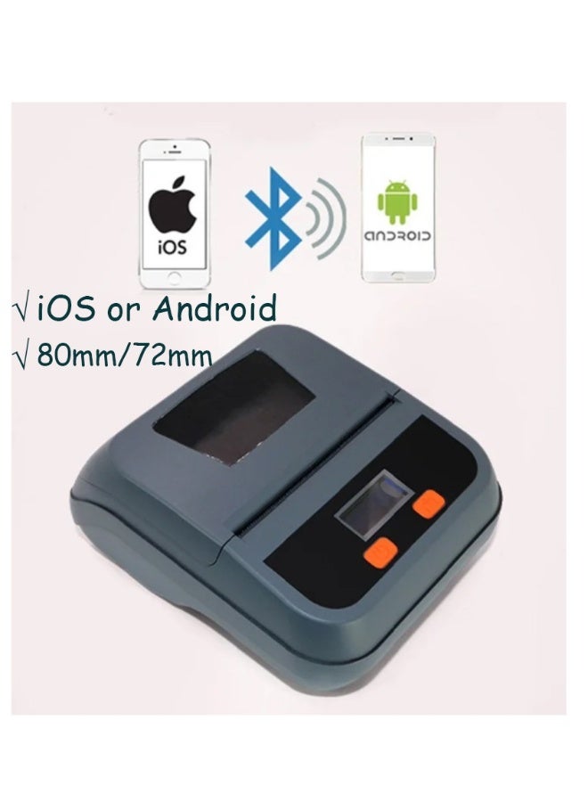 Portable Thermal Receipt Label Wireless Bluetooth Printer ,   Waterproof Receipt Maker, 80mm Paper Width for Shipping Postage Barcodes Labels Printing , Wireless Receipt Printer Compatible - Image 1