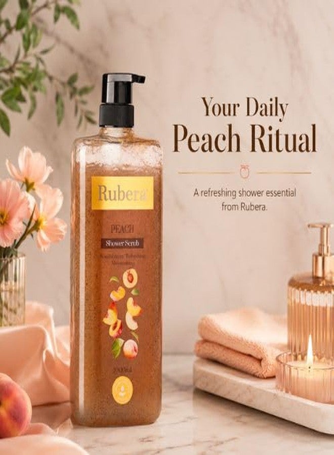 Rubera Shower Scrub Peach – Refreshing Exfoliating Body Wash with Peach Extract for Soft & Smooth Skin – 1000ml - Image 3