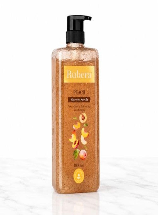 Rubera Shower Scrub Peach – Refreshing Exfoliating Body Wash with Peach Extract for Soft & Smooth Skin – 1000ml - Image 1