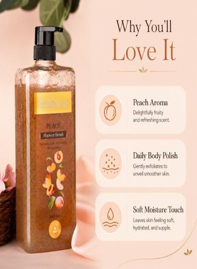 Rubera Shower Scrub Peach – Refreshing Exfoliating Body Wash with Peach Extract for Soft & Smooth Skin – 1000ml - Image 4