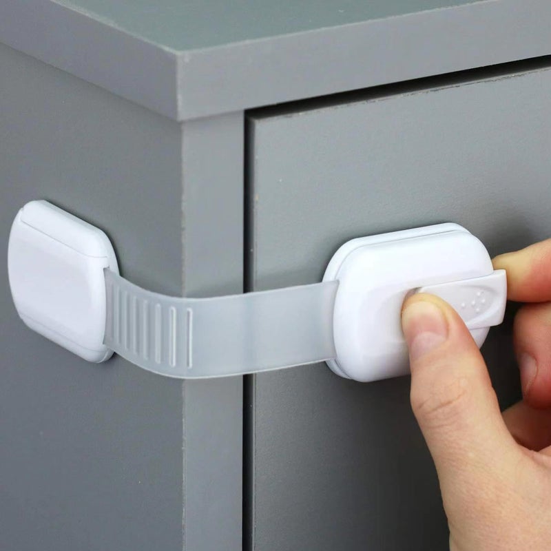 Cabinet lock baby protection 6pack multipurpose tape lock drawer quick adhesive cabinet drawer door lock no screws or magnets suitable for furniture kitchen oven bathroom seats - Image 1
