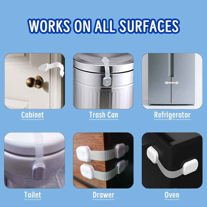 Cabinet lock baby protection 6pack multipurpose tape lock drawer quick adhesive cabinet drawer door lock no screws or magnets suitable for furniture kitchen oven bathroom seats - Image 4