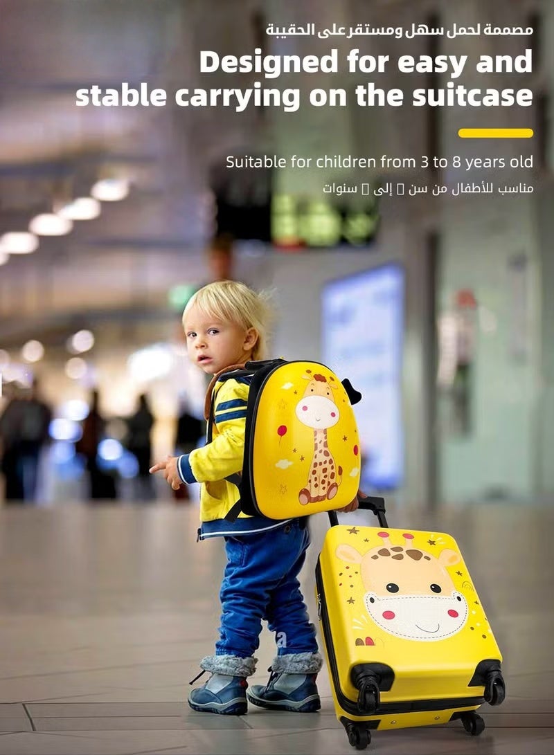 HOOKOR 3Pcs Kids Luggage Set, 18 Inch Children Travel Suitcase, Cartoon Rolling Luggages, Child Trolley Bag with 14-Inch Backpack, U-Shaped Pillow, Wheels and Telescopic Handle for Kid Toddlers Boys Girls - Image 2