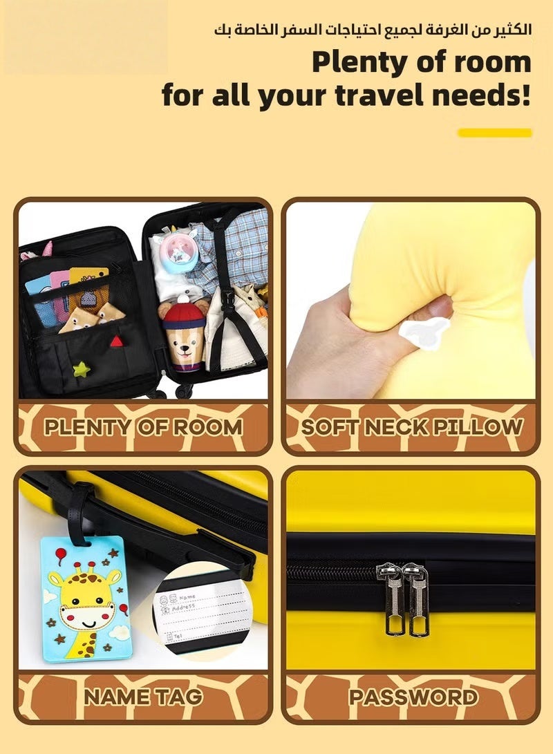 HOOKOR 3Pcs Kids Luggage Set, 18 Inch Children Travel Suitcase, Cartoon Rolling Luggages, Child Trolley Bag with 14-Inch Backpack, U-Shaped Pillow, Wheels and Telescopic Handle for Kid Toddlers Boys Girls - Image 5