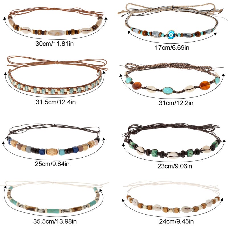phnydreg 8Pcs Cowboy Hat Bands Ethnic Western Hat Belts for Cowboy Accessories Beaded Hatbands for Women Cowgirl Men - Image 2