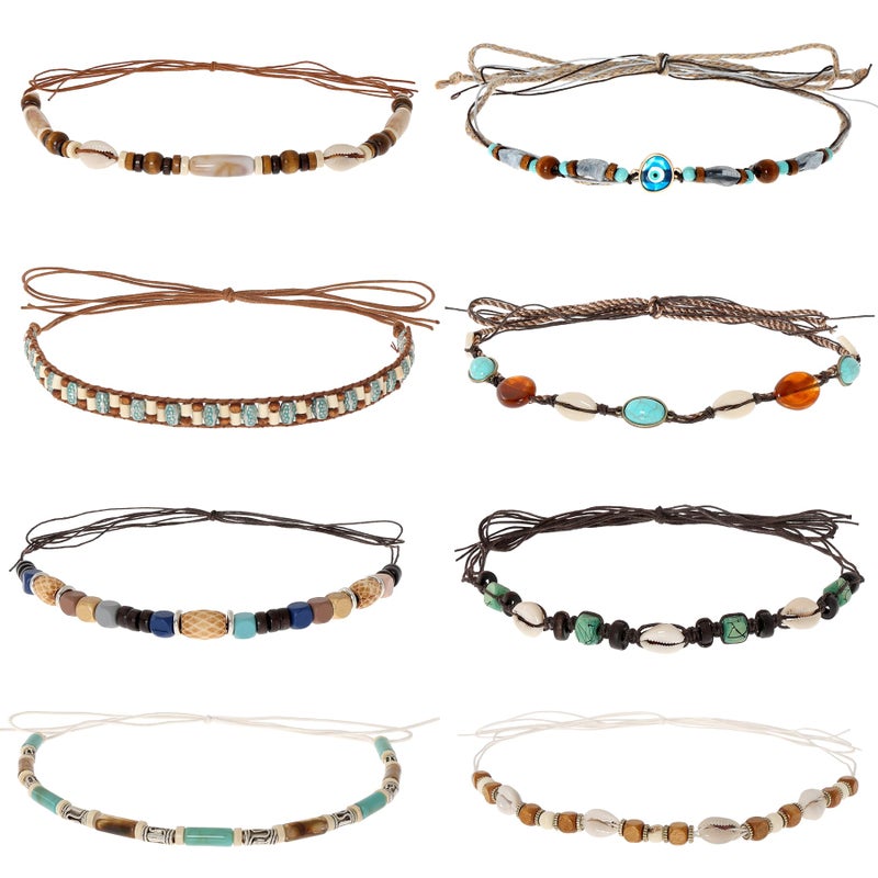 phnydreg 8Pcs Cowboy Hat Bands Ethnic Western Hat Belts for Cowboy Accessories Beaded Hatbands for Women Cowgirl Men - Image 1