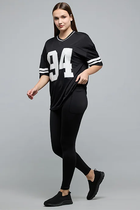 أر أند بي Solid Leggings with Elastic Waist