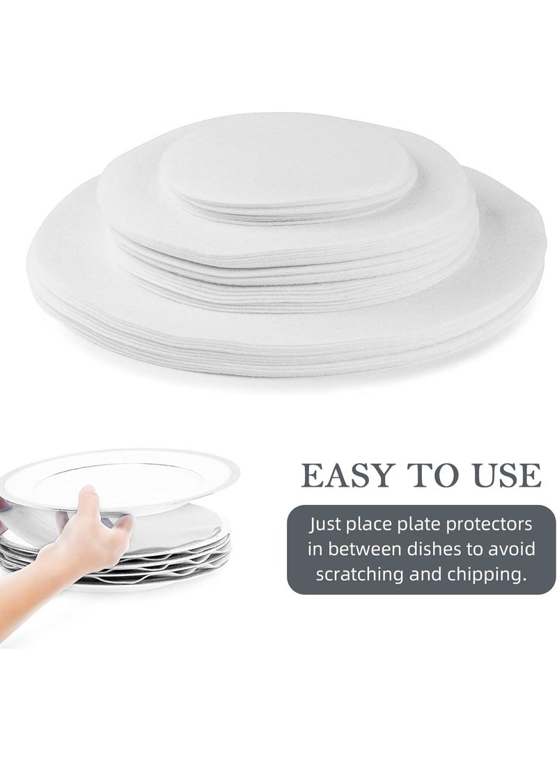 AIWANTO 48-Piece Felt Plate Dividers – Round Felt Dish Protectors in 3 Sizes for Stacking, Storing & Packing Cookware, Prevent Scratches, White - Image 5