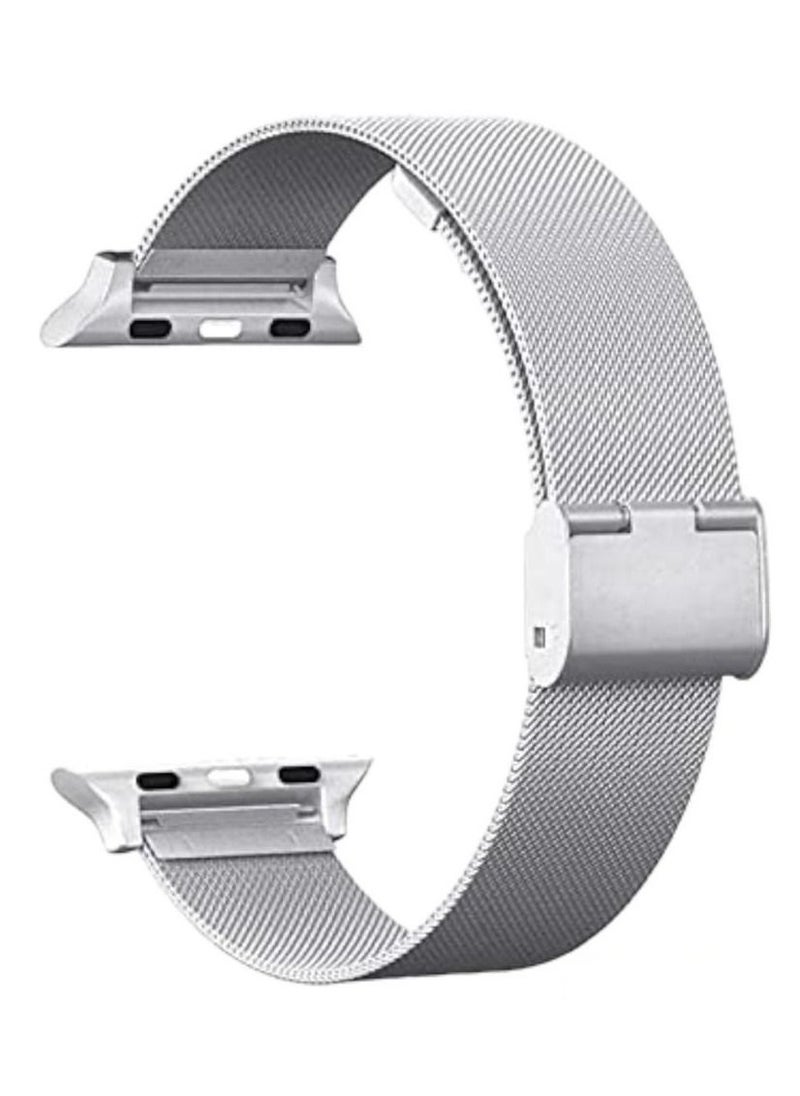 Watch Smartwatch Bands Compatible with Apple Watch Band, Stainless Steel Mesh Sport Wristband Loop Replacement Watch Strap with Adjustable Clasp for iWatch Series 7/8  Silver, 41mm 
