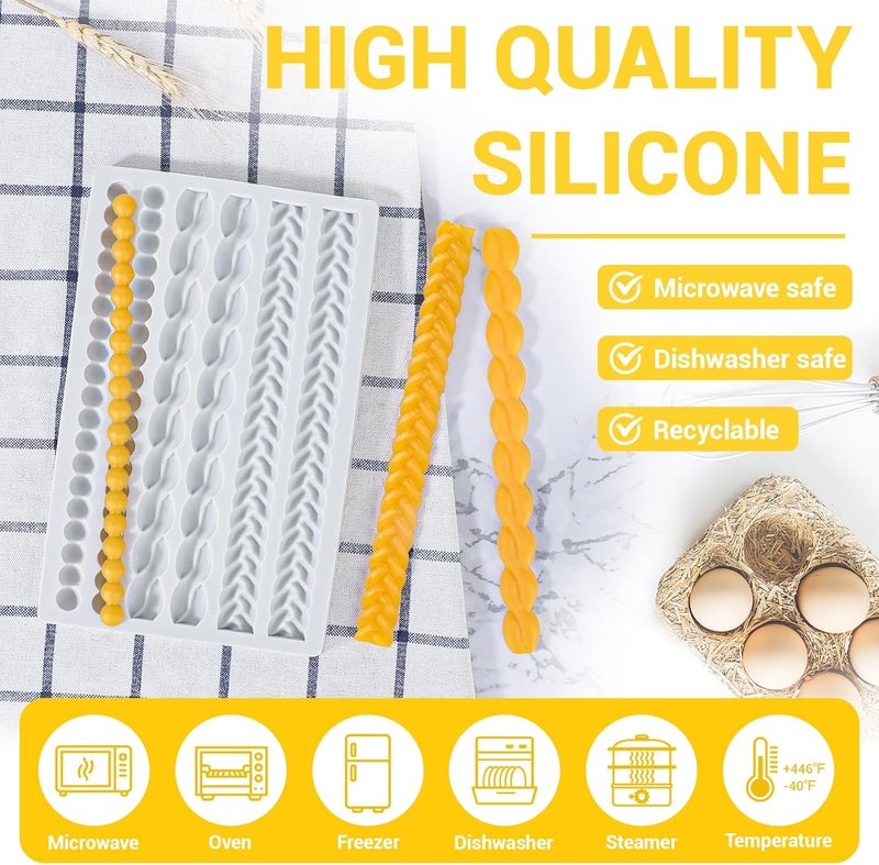 Beasea Silicone Rope Mold, 1 Sheet Fondant Silicone Pie Crust Lace Chain Border Mold for Cake Decorating Sugarcraft Mould Pastry Pies Chocolate Toppers - Image 4
