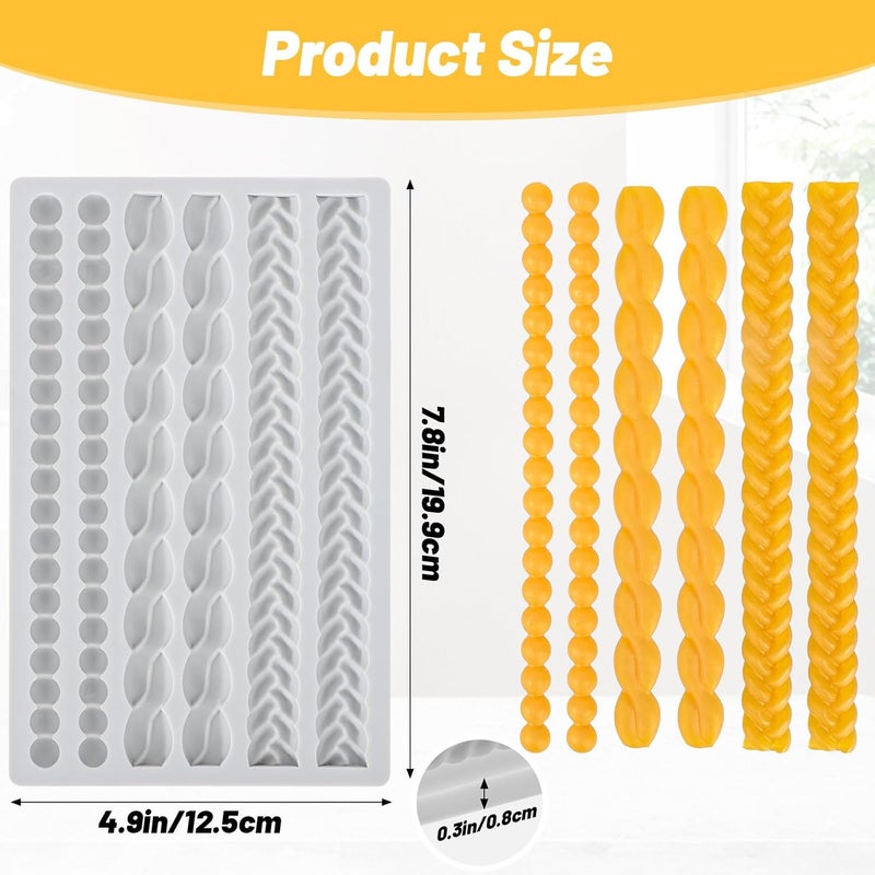 Beasea Silicone Rope Mold, 1 Sheet Fondant Silicone Pie Crust Lace Chain Border Mold for Cake Decorating Sugarcraft Mould Pastry Pies Chocolate Toppers - Image 2