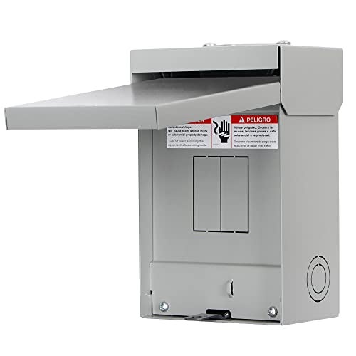 Hiweld 60 Amp Single Phase, 3 Wire, Solid Neutral, 2 Spaces and 4 Circuits Outdoor Circuit Breaker Enclosure(9.5 x 6 x 5 inches) - Image 1