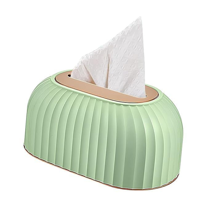 JAMBUVANTI Streak Tissue Box Holder with Automatic SpringDesktop Facial Paper Towel Dispenser for Office Home Restaurants cafes Hotels Hospitals Mint Green - Image 2