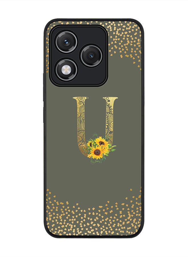 Stylizedd For Honor 400 Lite Case,Slim fit Camera Protection, Shockproof Thin Phone cover  - Custom Floral Monogram - U  (Olive Green )
