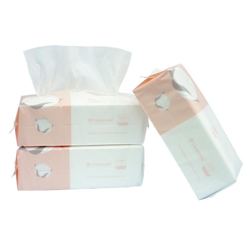 careboree Extra Thick Cotton Tissue Careboree Face Drying Towel for Men Women Kids Disposable Dry Wipes Unscented Makeup Removing (3 pack)