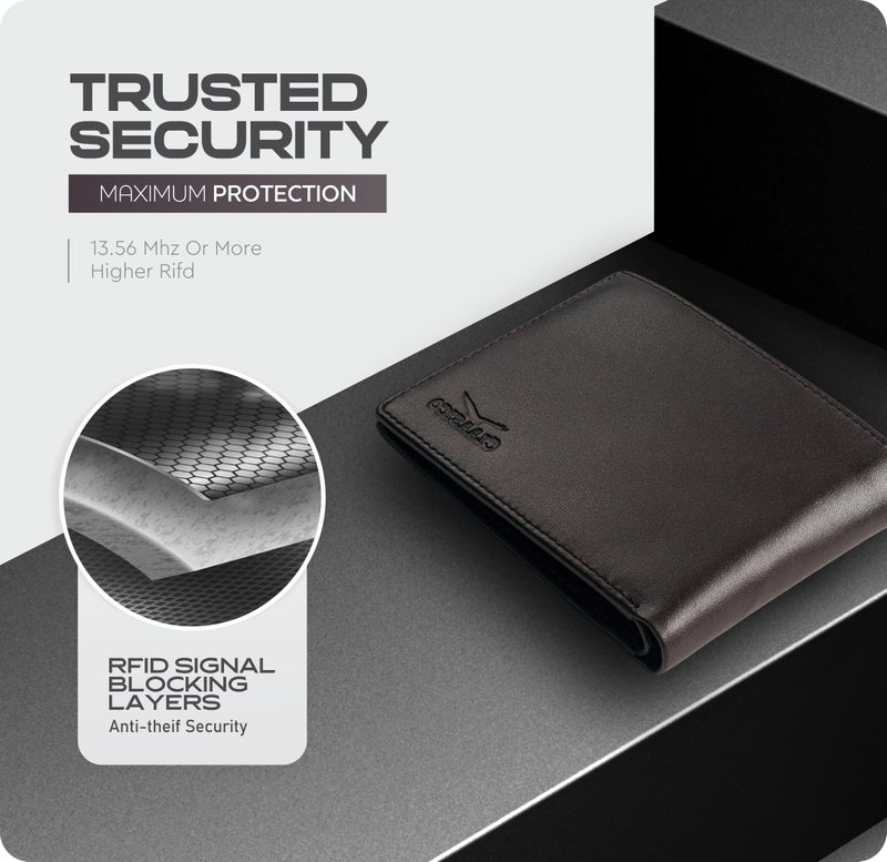 Claasico Men’s Bifold Wallet for Men – Genuine Leather RFID Wallet, Slim Billfold Cardholder w/ID Window – Gift Box Included - Image 5