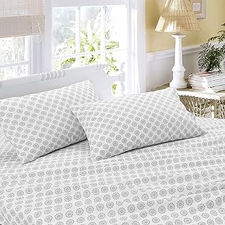 Sleepdown 4 Piece 100% Cotton Sheet Set - Queen, Mandalas Grey - Image 1