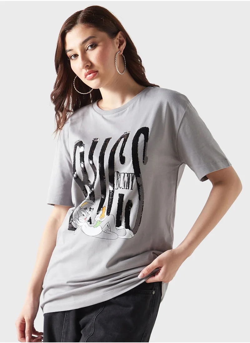 اس بي كاركترز Crew Neck Graphic T-Shirt