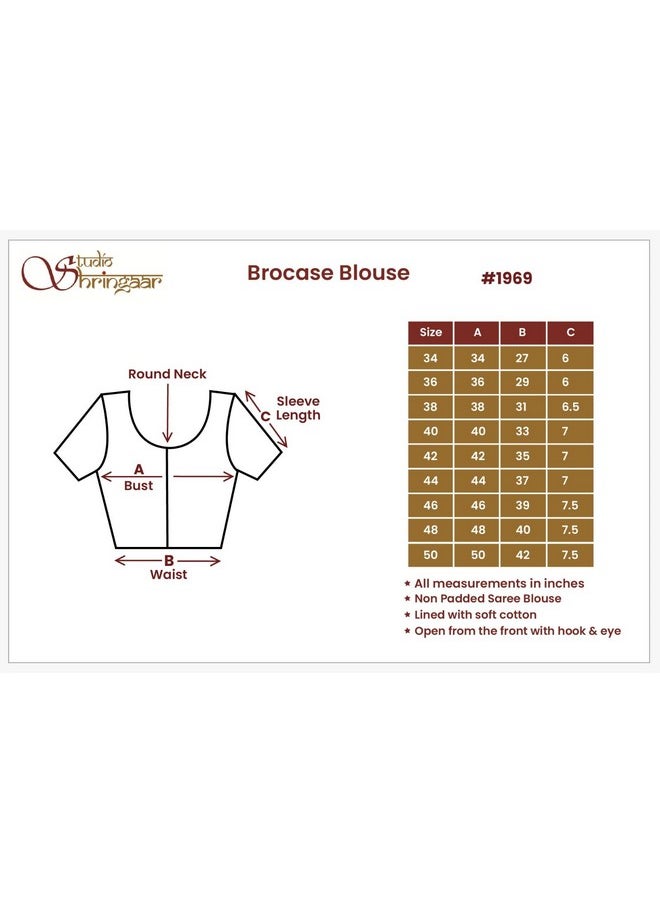 Studio Shringaar - Studio Shringaar Women's Benaras Brocade Short Sleeves Readymade Saree Blouse,(Dark Maroon,36) - Image 1