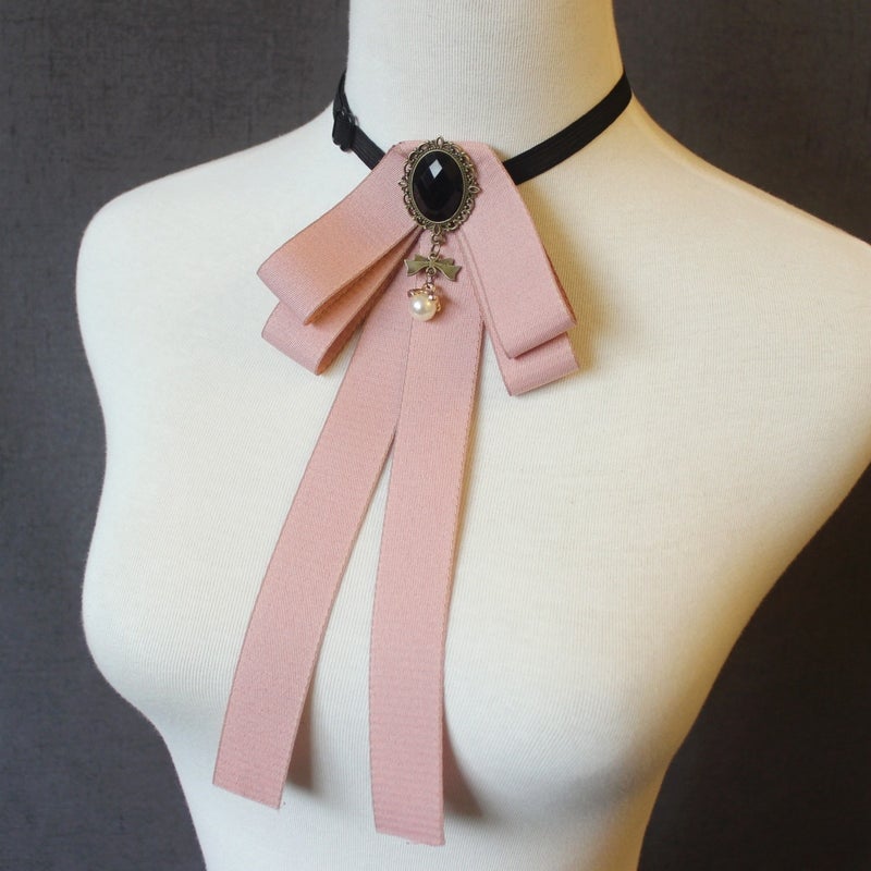 Solid Casual Ribbon Bow Tie Unisex Shirt Accessory 01-Pink