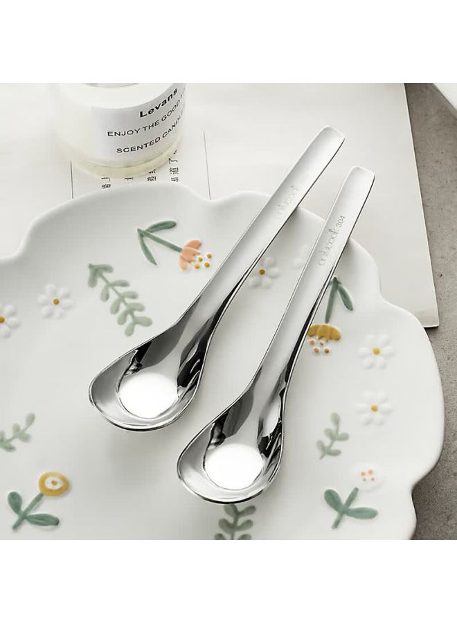 Onlycook 304 Stainless Steel Spoons, Baby Feeding Spoons, Mixing Spoons, Small Spoons, Soup Spoons, Rice Spoons, Long-handled Dining Spoons And Soup Spoons, Pack Of 2 - Image 1