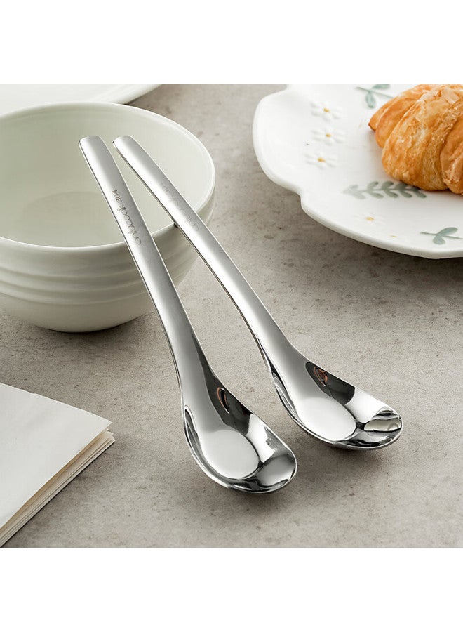 Onlycook 304 Stainless Steel Spoons, Baby Feeding Spoons, Mixing Spoons, Small Spoons, Soup Spoons, Rice Spoons, Long-handled Dining Spoons And Soup Spoons, Pack Of 2 - Image 2