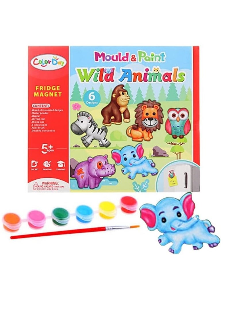 UKR UKR Mould and Paint Wild Animals Fridge Magnet DIY Kit – 6-Piece Kids Painting Art & Craft Plaster Toys | Fun Creative Activity for Children | Educational Craft Set for Kids  - Image 5