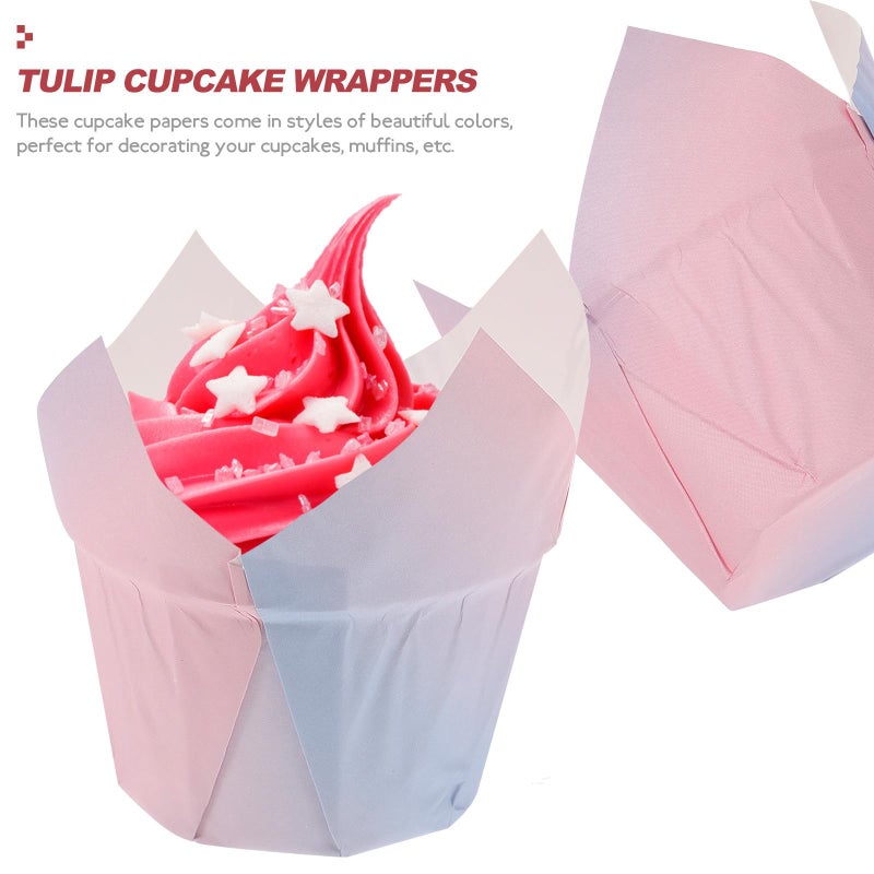 Tulip Gradient Design Baking Cups 50pcs Greaseproof Food Grade Cupcake Liners - Image 4