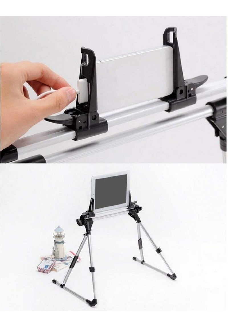 ELTRAZONE - Tablet Holder 360 Adjustable Phone/Tablet Stand with Steel Arm Lazy Mount Tablet Clamp for All 4"-10.5" Phones Tablet Switch for Gaming Watching Video Chatting - Image 1