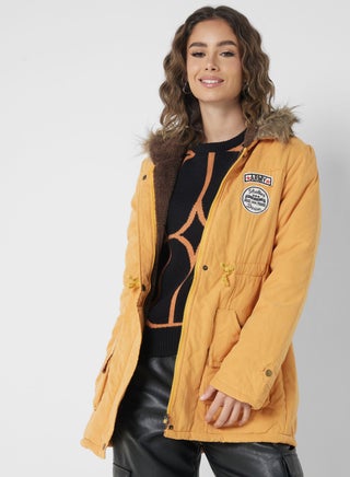 Quilted Jacket With Fur Hood