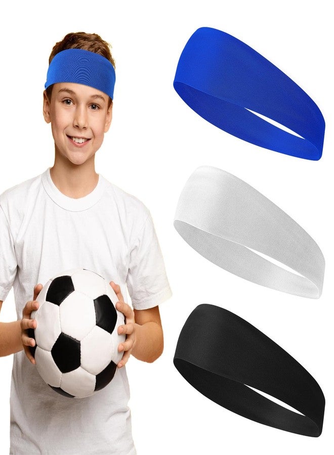 Dimeho 3 Pcs Kids Sports Headbands Boys Girls Athletic Elastic Sweatbands Children Soft Moisture Wicking Hairband Absorbing Sweat Band for Football Basketball Running Tennis - Image 1
