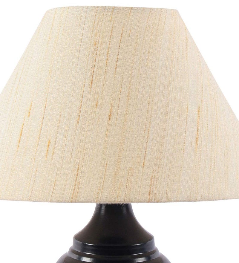 Improvhome Khadi Fabric Shade Table Lamp with Black Base - Image 5