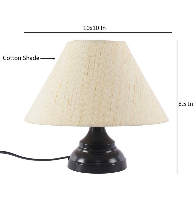 Improvhome Khadi Fabric Shade Table Lamp with Black Base - Image 4