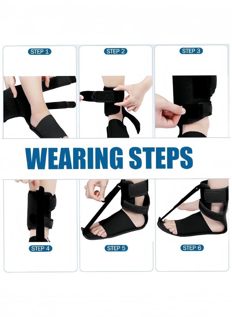 Plantar Fasciitis Night Splint, Adjustable Relief Braces for Foot Drop, Achilles Tendonitis & Heel Pain, Ergonomic Foot Brace for Women & Men, One Size (Black) - Image 5