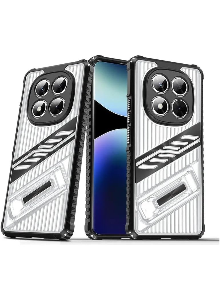 GOLDEN MASK Compatible With Xiaomi Redmi Note 14 Pro 4G Lince case with stand (Transparent & Black)