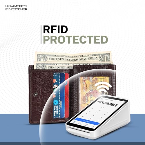 HAMMONDS FLYCATCHER Croc Brown Wallets for Man - Trifold Genuine Leather Men Wallet, RFID Protection, 5 Card Slots, 2 ID Windows, Currency Slots, Snap Button Closure, Gift Box Included, Gift for Men - Image 3