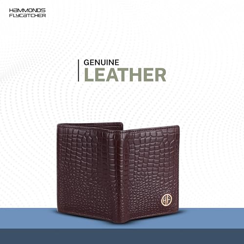 HAMMONDS FLYCATCHER Croc Brown Wallets for Man - Trifold Genuine Leather Men Wallet, RFID Protection, 5 Card Slots, 2 ID Windows, Currency Slots, Snap Button Closure, Gift Box Included, Gift for Men - Image 2